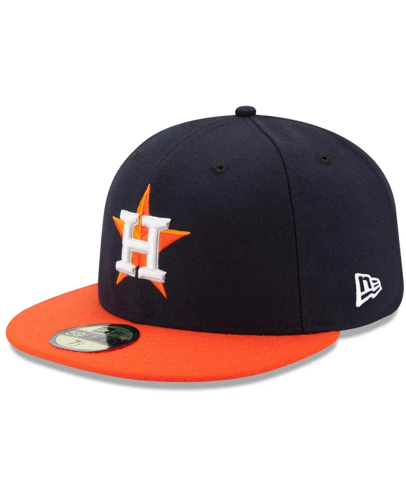 New Era Men's Navy/Orange Houston Astros Road Authentic Collection On Field 59FIFTY Performance Fitted Hat