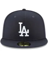 New Era Men's Navy Los Angeles Dodgers Logo White 59FIFTY Fitted Hat