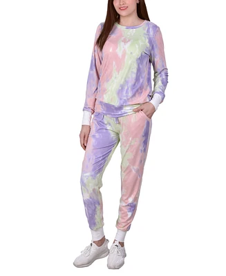 Women's Long Sleeve Tie Dyed Jogger Set, Pack of 2
