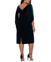 Betsy & Adam Plus Cape-Back Velvet Dress