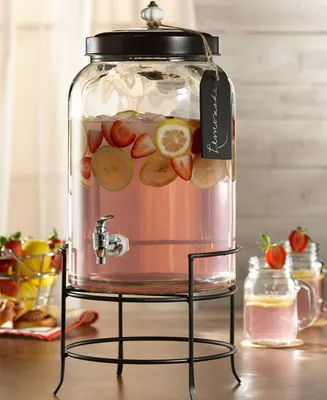 Style Setter Franklin 3 Gallon Glass Beverage Dispenser with Metal Stand