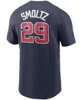 Men's John Smoltz Navy Atlanta Braves Cooperstown Collection Name Number T-shirt