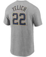 Men's Christian Yelich Gray Milwaukee Brewers Name Number T-shirt