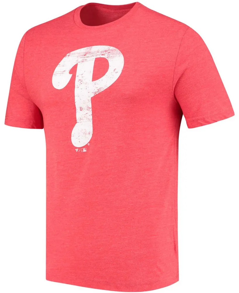 Men's Red Philadelphia Phillies Weathered Official Logo Tri-Blend T-shirt