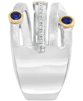 Effy Sapphire (3/8 ct. t.w.) & Diamond (1/20 ct. t.w.) Multirow Statement Ring in Sterling Silver and 18k Gold