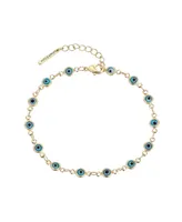 Gold Flash Plated Evil Eye Bracelet, 7.5" Length