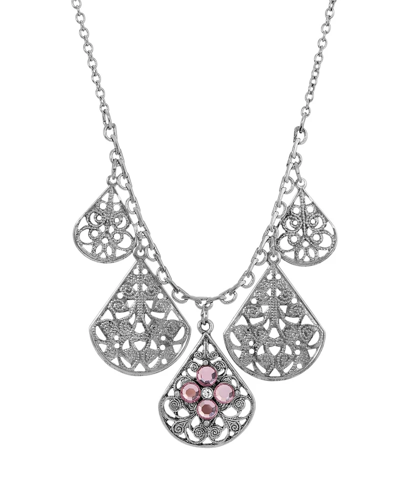 2028 Flower Multi Teardrop Necklace