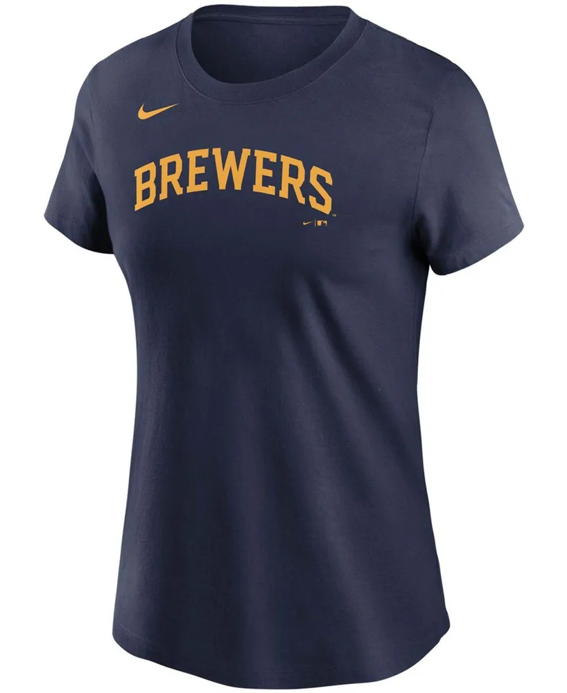 Women's Christian Yelich Navy Milwaukee Brewers Name Number T-shirt