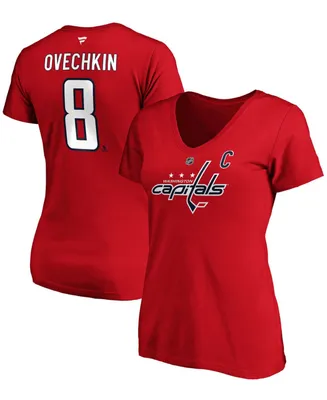 Women's Alexander Ovechkin Red Washington Capitals Authentic Stack Name and Number V-Neck T-shirt