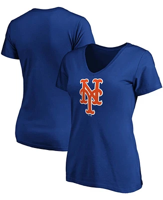 Plus Size Royal New York Mets Core Official Logo V-Neck T-shirt