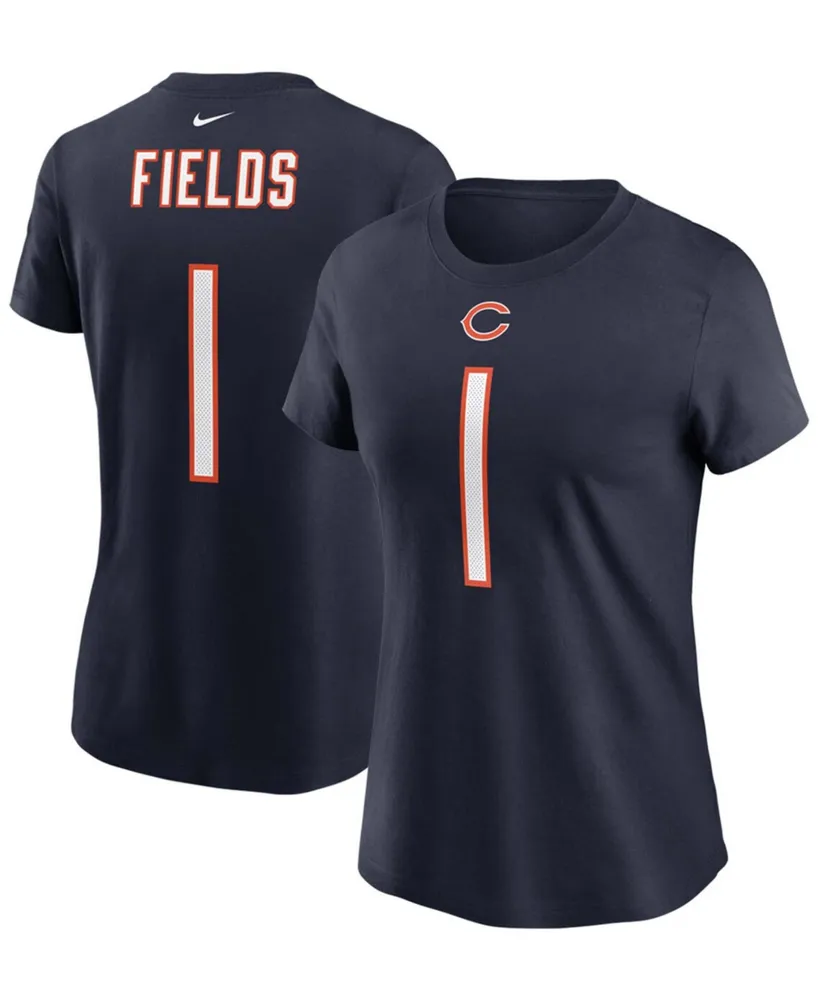 Women's Justin Fields Navy Chicago Bears 2021 Nfl Draft First Round Pick Player Name Number T-shirt