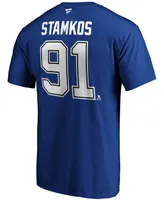 Men's Steven Stamkos Blue Tampa Bay Lightning Team Authentic Stack Name and Number T-shirt