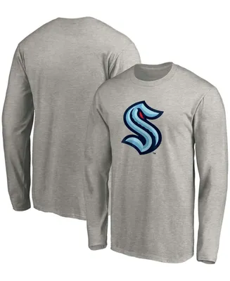 Men's Heather Gray Seattle Kraken Big and Tall Primary Logo Long Sleeve T-shirt