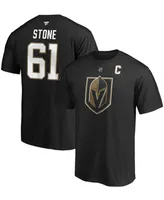 Men's Mark Stone Black Vegas Golden Knights Authentic Stack Player Name and Number Captain Patch T-shirt