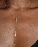 18k Gold Plated Cubic Zirconia Bezel Lariat Necklace