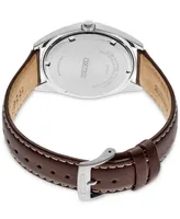 Seiko Men's Essentials Brown Leather Strap Watch 40mm