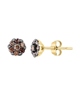 Lali Jewels Brown Diamond Stud Earrings (1/3 ct. t.w.) in 14K Yellow Gold