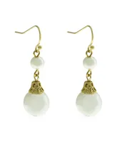 2028 Double Imitation Pearl Drop Wire Earrings