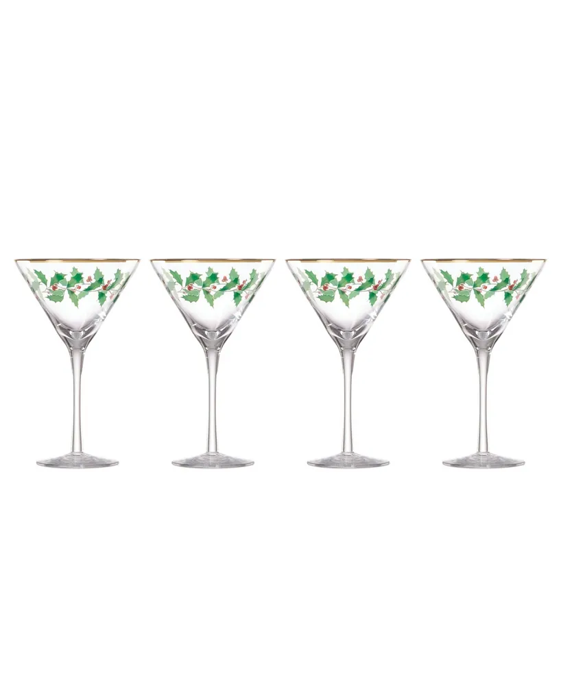 Holiday Decal Martini Glass, Set of 4