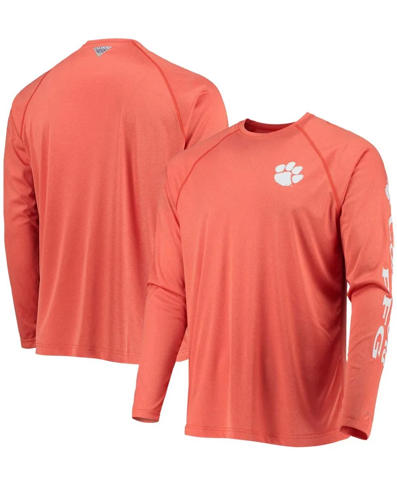 Men's Columbia Orange Auburn Tigers PFG Terminal Tackle Omni-Shade Raglan  Long Sleeve T-Shirt