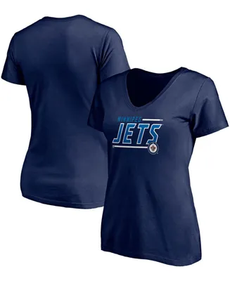 Women's Navy Winnipeg Jets Mascot Bounds V-Neck T-shirt