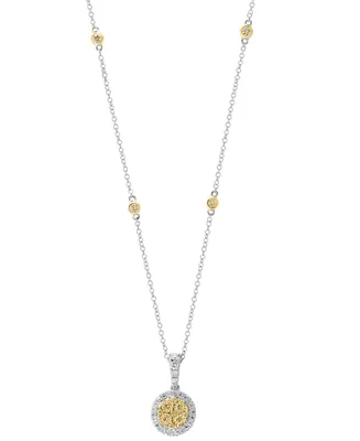 Effy White and Yellow Diamond 18" Pendant Necklace (5/8 ct. t.w.) in 14k White & Yellow Gold