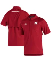 Men's Scarlet Nebraska Huskers 2021 Sideline Aeroready Short Sleeve Quarter-Zip Jacket