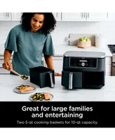 Ninja Foodi DZ401 6-in-1 10-qt. Xl 2-Basket Air Fryer with DualZone Technology- Air Fry, Broil, Roast, Dehydrate, Reheat and Bake, Family Sized