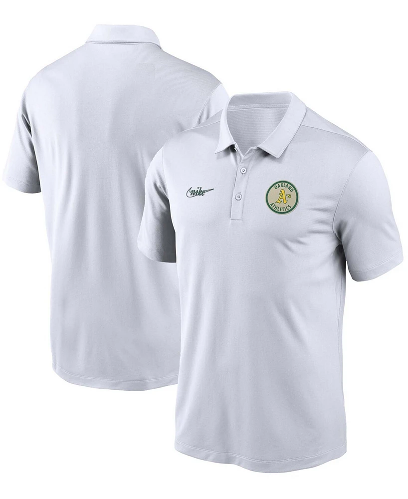 Men's White Oakland Athletics Cooperstown Collection Logo Franchise Performance Polo