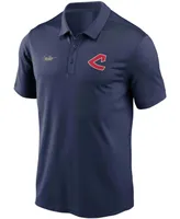 Men's Navy Cleveland Indians Cooperstown Collection Logo Franchise Performance Polo