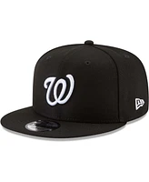 Men's Black Washington Nationals Black White 9FIFTY Snapback Hat