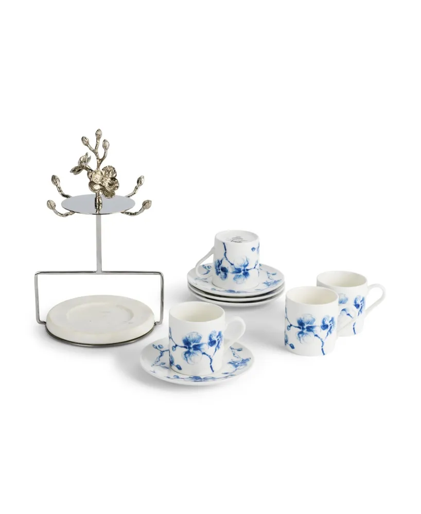 Orchid 9 Piece Demitasse Cups and Stand Set