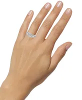 Diamond Three Stone Halo Ring (1 ct. t.w.) in 14k White Gold