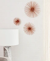 CosmoLiving by Cosmopolitan Set of 3 Copper Metal Contemporary Abstract Wall Decor, 6", 9", 12"