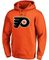 Men's Carter Hart Orange Philadelphia Flyers Authentic Stack Player Name and Number Pullover Hoodie