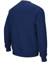 Men's Navy Dayton Flyers Arch Logo Tackle Twill Pullover Sweatshirt