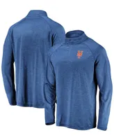 Men's Royal New York Mets Iconic Striated Primary Logo Raglan Quarter-Zip Pullover Jacket