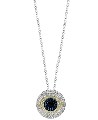 Effy Multicolor Diamond Evil Eye 18" Pendant Necklace (7/8 ct. t.w.) in 14k White & Yellow Gold