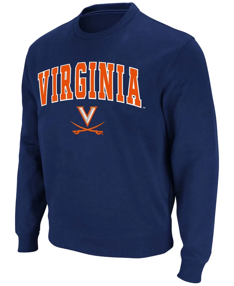 Men's Navy Virginia Cavaliers Team Arch Logo Tackle Twill Pullover Sweatshirt