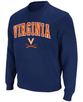 Men's Navy Virginia Cavaliers Team Arch Logo Tackle Twill Pullover Sweatshirt