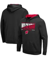 Men's Black Wisconsin Badgers Slash Stack 2.0 Pullover Hoodie