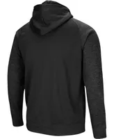 Men's Black Nebraska Huskers Blackout 3.0 Tonal Raglan Full-Zip Hoodie