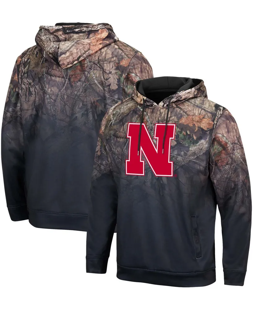 Men's Black Nebraska Huskers Mossy Oak Pullover Hoodie