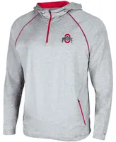 Men's Heather Gray Ohio State Buckeyes Timeline Raglan Quarter-Zip Hoodie