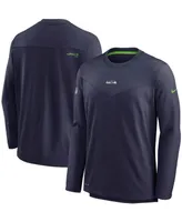 Men's College Navy Seattle Seahawks Sideline Team Performance Pullover Sweatshirt