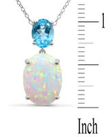 Lab-Grown Opal (4-1/3 ct. t.w.) & Sky Blue Topaz (2 ct. t.w.) 18" Pendant Necklace in Sterling Silver