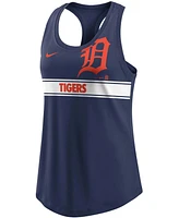 Women's Navy Detroit Tigers Cropped Logo Performance Racerback Tank Top