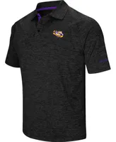 Men's Colosseum Black Lsu Tigers Down Swing Polo Shirt