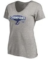 Women's Heather Gray Tampa Bay Lightning 2021 Stanley Cup Champions Jersey Roster V-Neck T-shirt