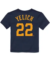 Toddler Boys and Girls Christian Yelich Navy Milwaukee Brewers Player Name Number T-Shirt